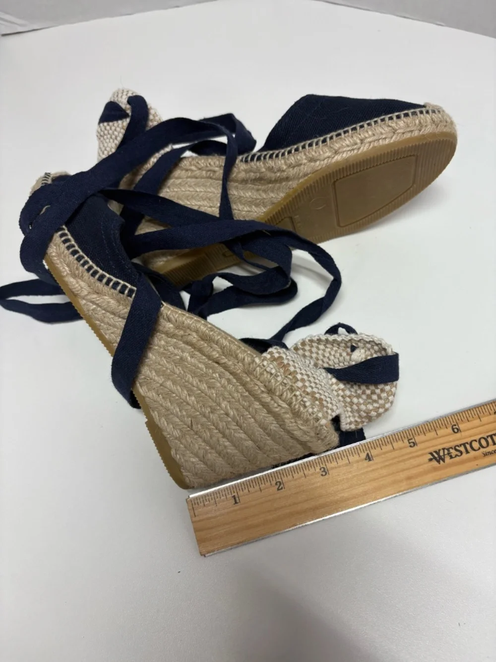 Alpargatera La Manual - Blue Espadrilles With Jute Wedge - Size 37 (6.5 US)